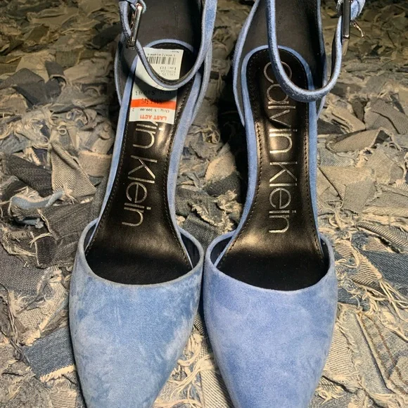 Baby Blue Suede Heels - Picture 2 of 8